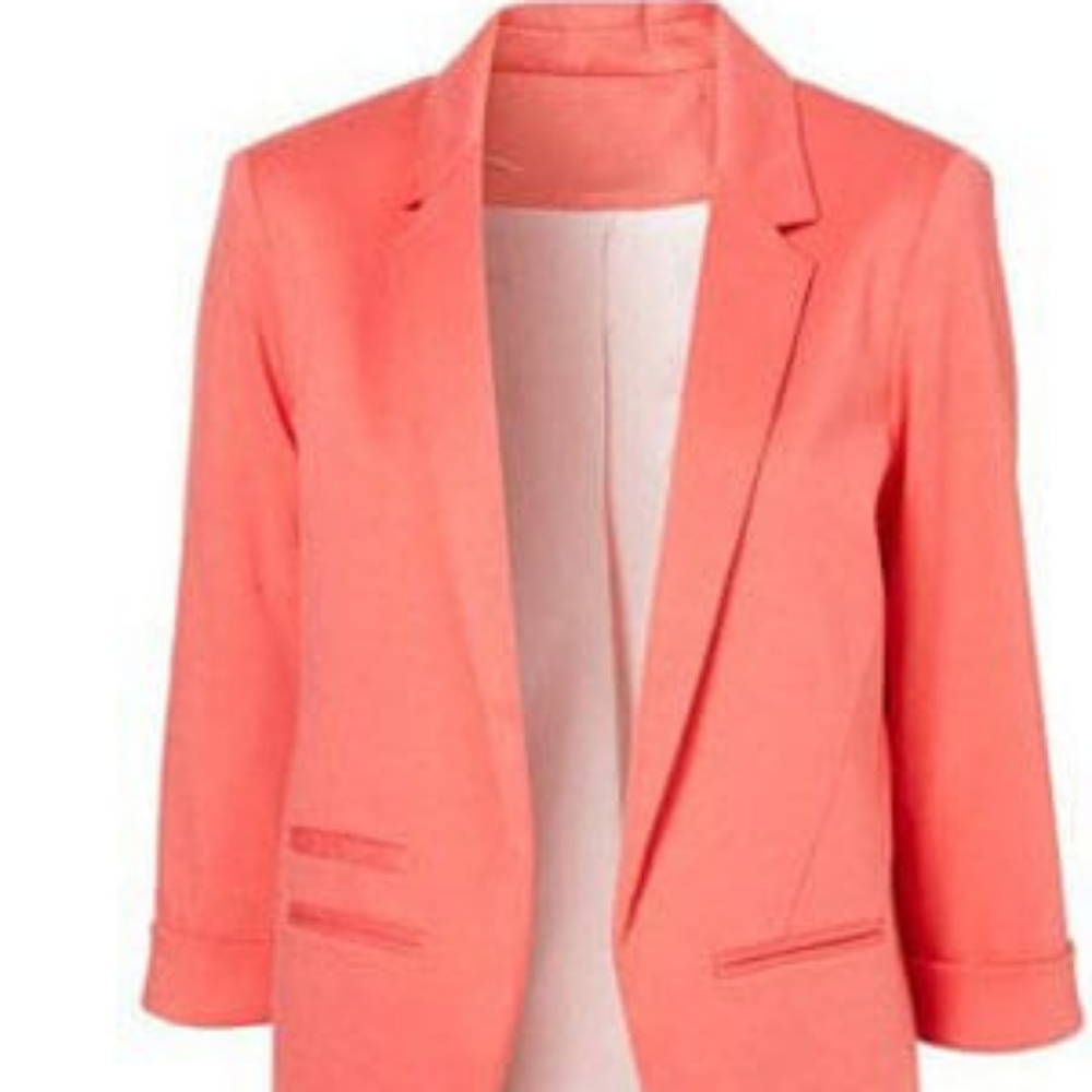 Boyfriend Ponte Rolled Sleeve Coral Blazer | Sz M